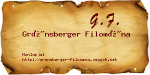 Grünsberger Filoména névjegykártya